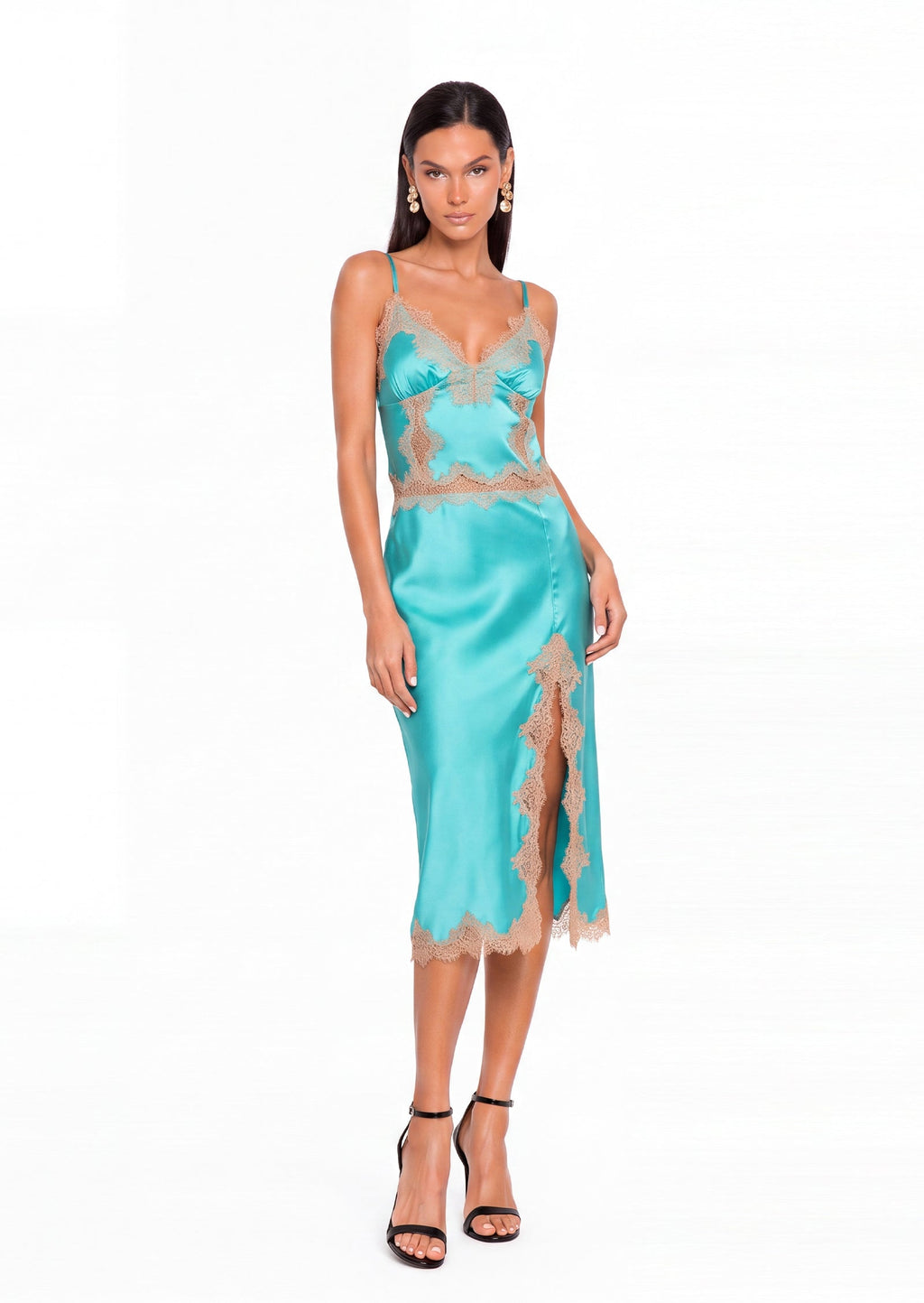 Xander Satin Lace Camisole & Midi Skirt Set