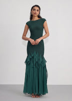 Leontine Knit Bandage Maxi Dress In Green