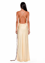Dallin Satin Lace Dress With Lace Trim