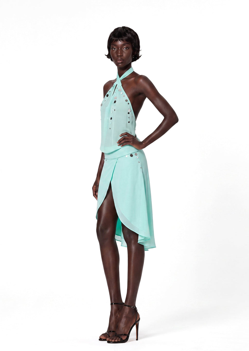 Eadoin Halter Neck Sequined Midi Dress