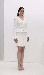 Hollow Ruffle Knite Mini Dress