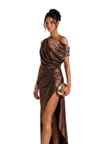 Zafar Slit Maxi Dress In Brown