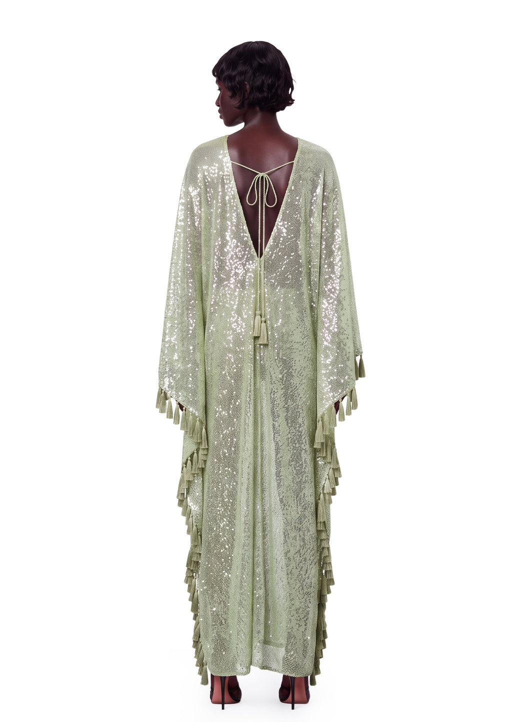 Kagami Knitted sequined tassel maxi dress