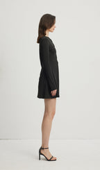 Hollow Out Mini Dress Black