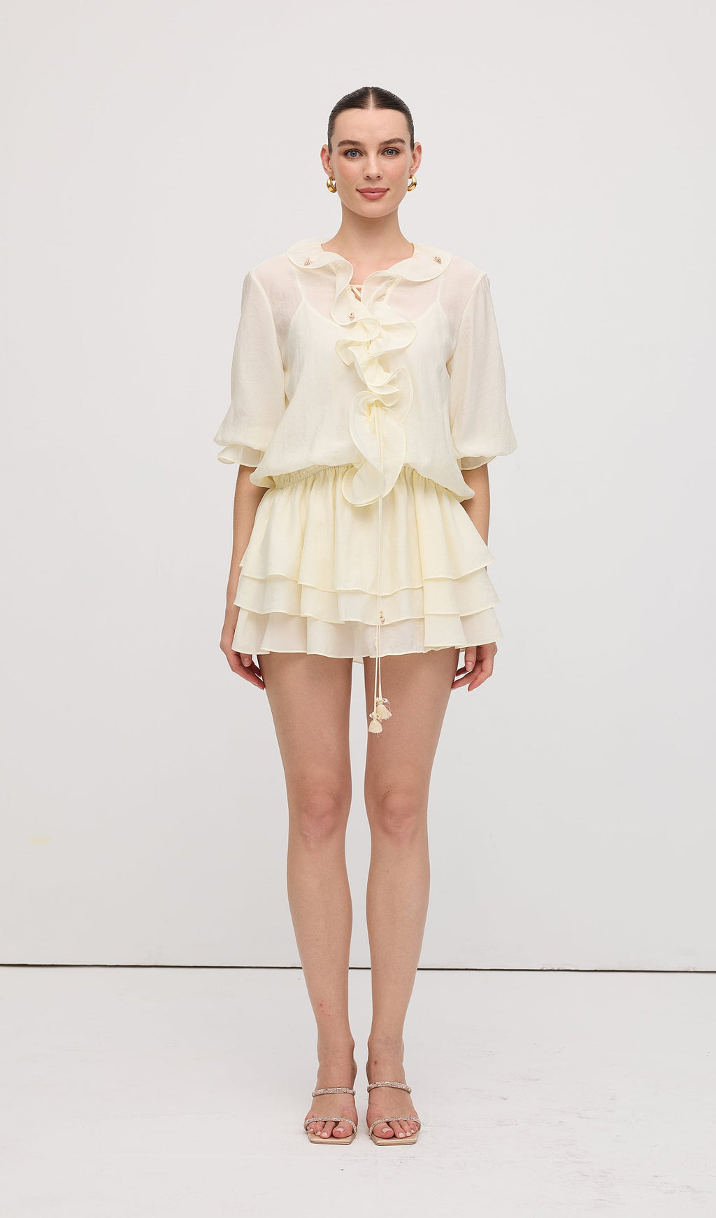 Solid Tiered Ruffles Mini Dress