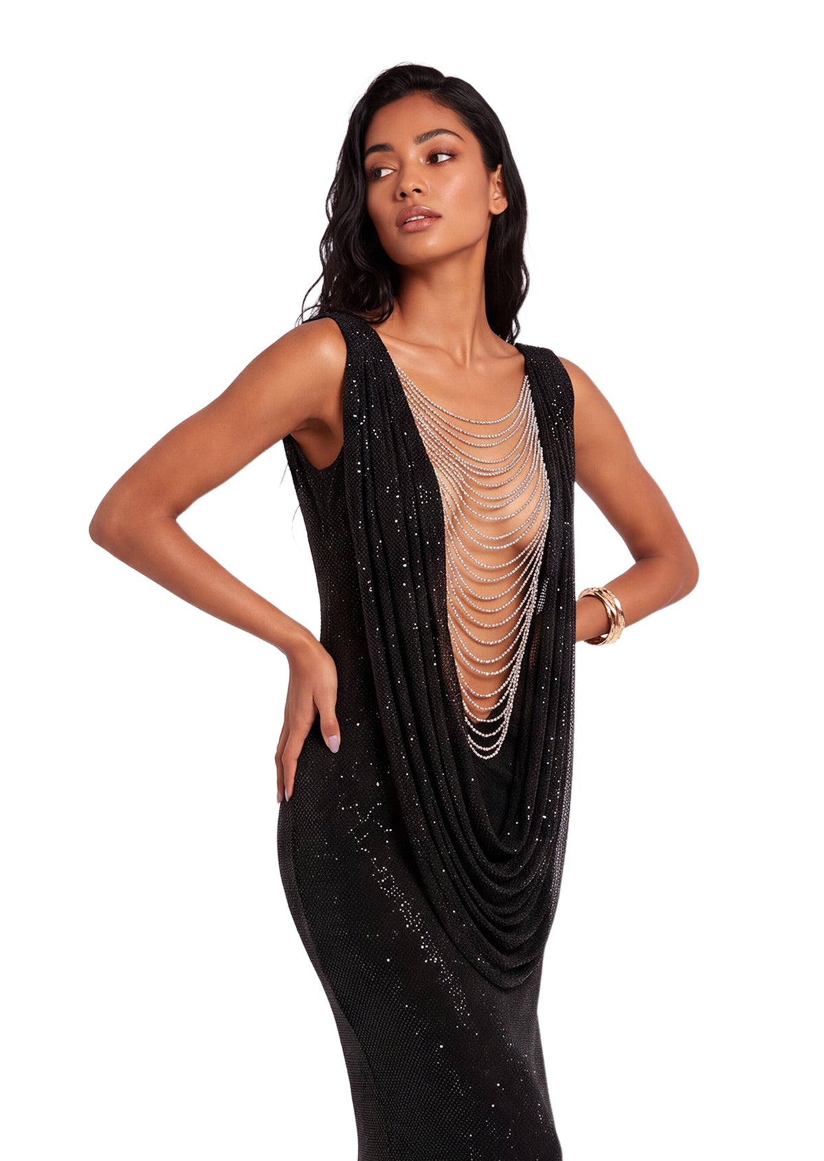 Paladia Slit Maxi Dress In Black