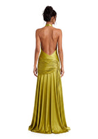 Kabibe Halter Neck Open Back Maxi Dress In Yellow