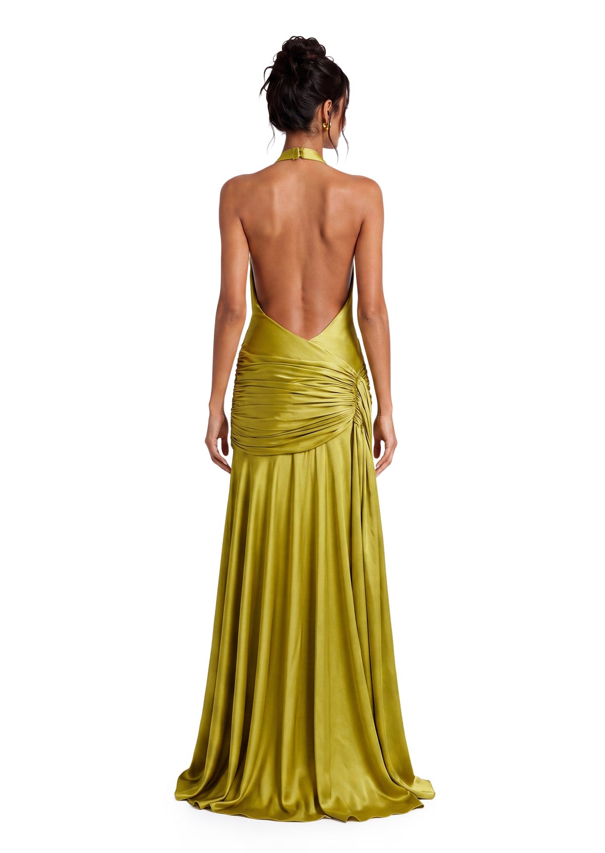 Kabibe Halter Neck Open Back Maxi Dress In Yellow