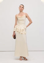 Sleeveless Layered Ruffled Maxi Dress Champagne