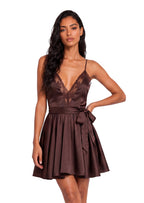 Saba Sheer Lace Up Mini Dress