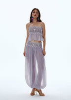 Luenie Chiffon Top & Pant Two Piece Set In Light  Purple