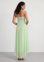 Vallea Chiffon Maxi Dress In Green