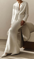 Fluffy Knitted Cardigan & Maxi Skirt Set