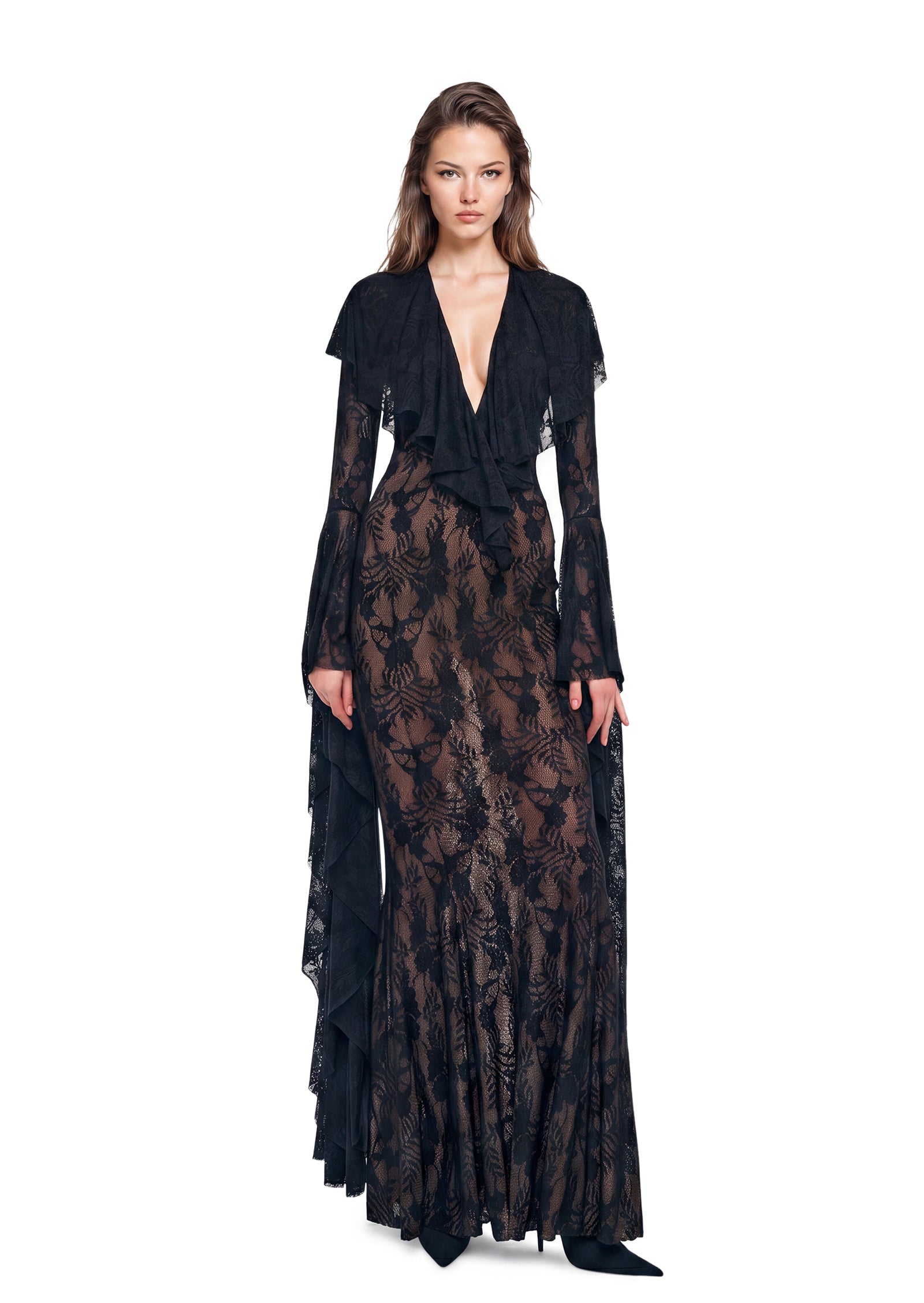 Zagiri  Ruffled  Maxi Dress In Black