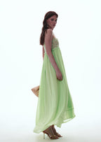 Vallea Chiffon Maxi Dress In Green