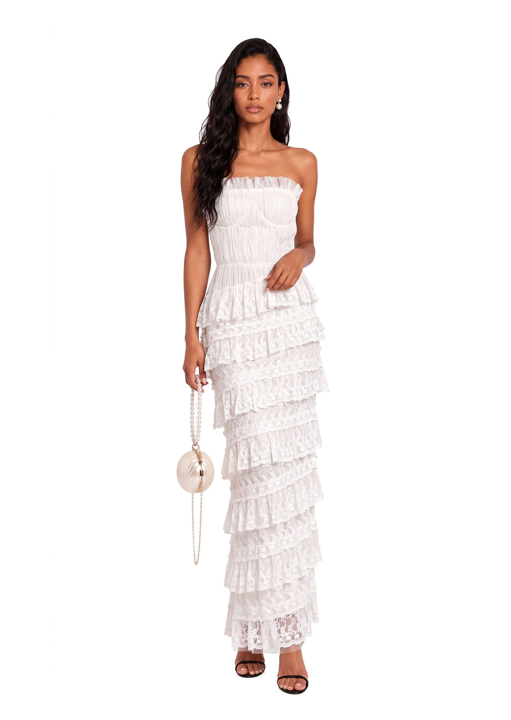 Oakes Strapless Tiered Ruffle Maxi Dress