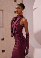 Lace Bodice Ruched Maxi Dress