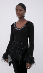 Knitted Feather Panel Top