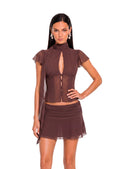 Vallissa Chiffon Mini Skirt Two Piece Set