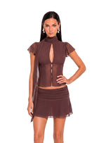 Vallissa Chiffon Mini Skirt Two Piece Set