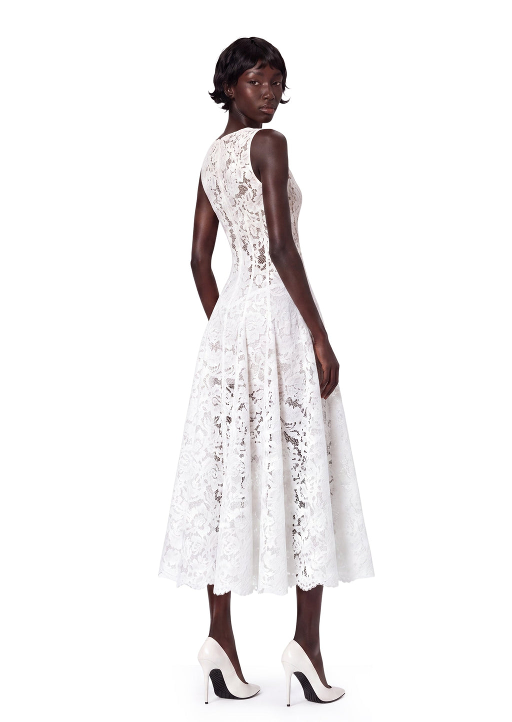Maimun Lace Shawl Midi Dress In White