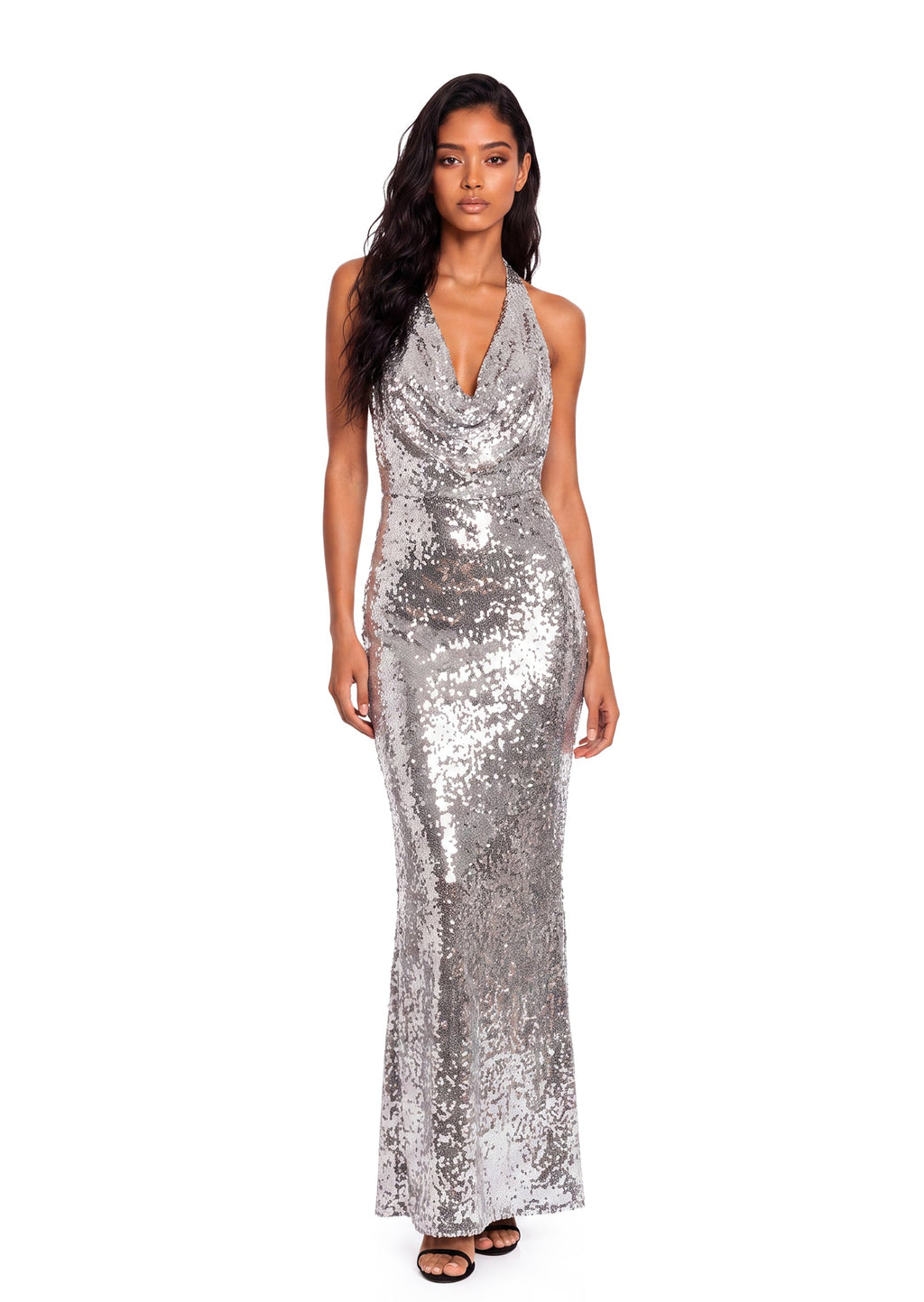 Wan Sequined Maxi Dress In Silver