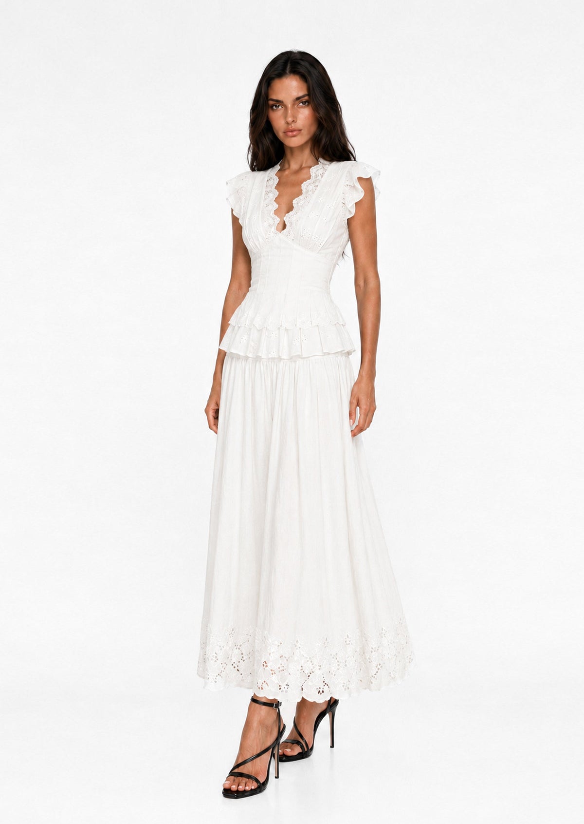Gaenor Maxi Skirt Two Piece Set In White