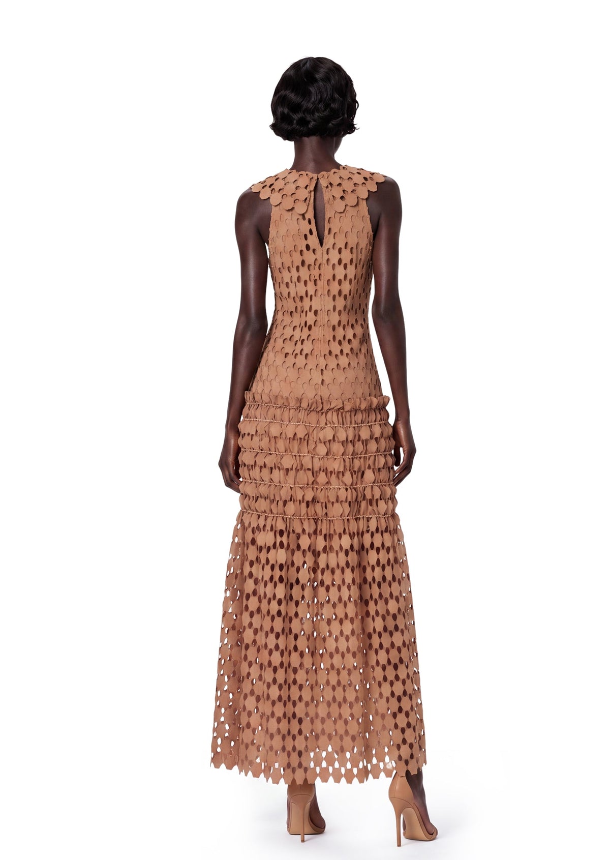 Almarie Lace High Neck Maxi Dress In Orange