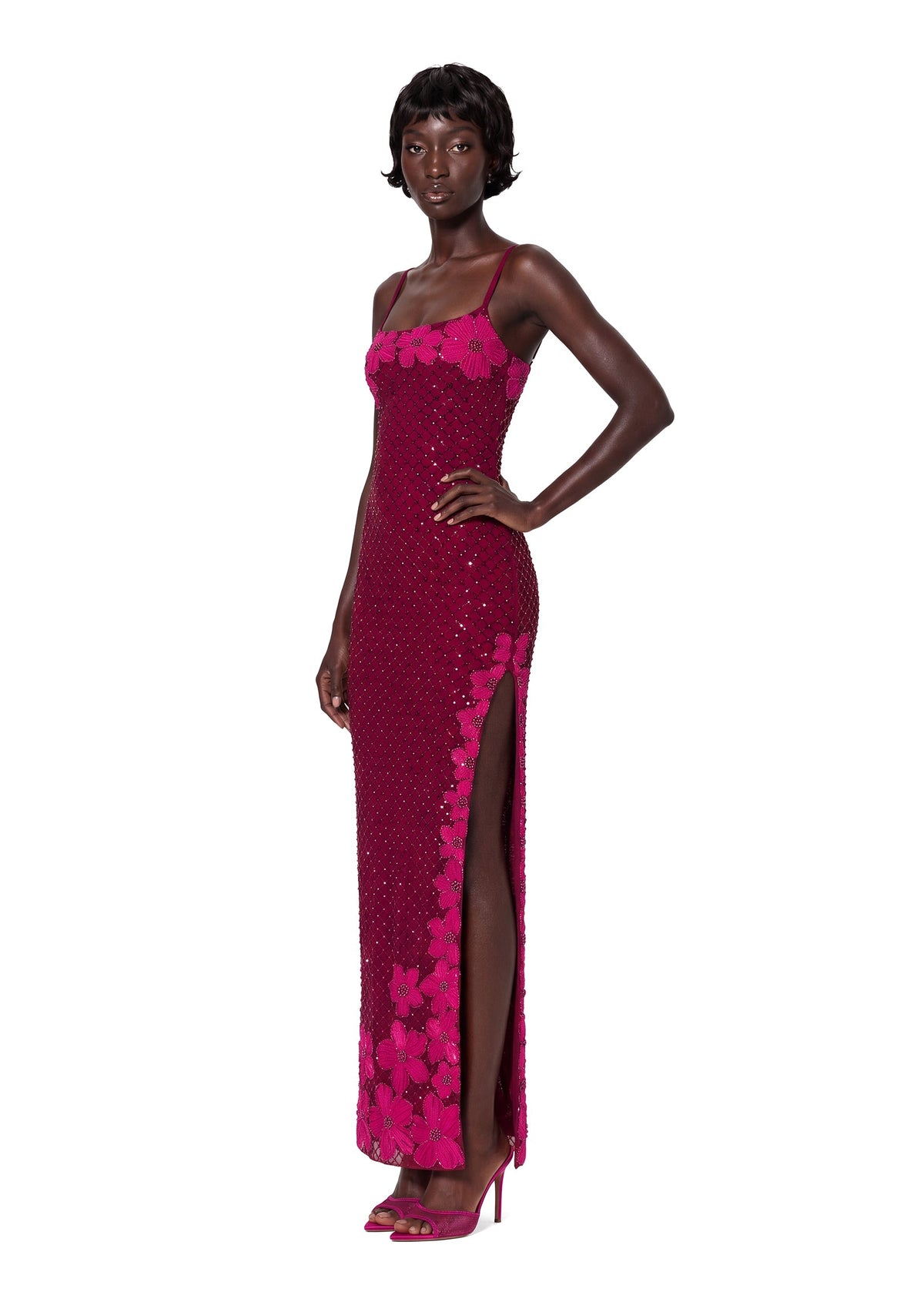 Hadas Sequin Slit Maxi Dress