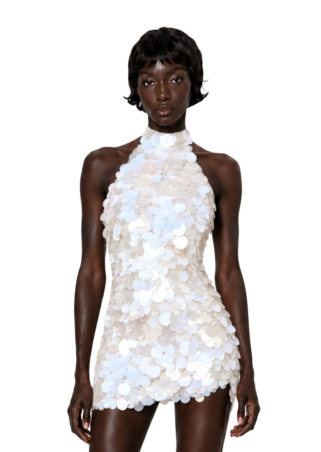Ibtesam Halter Neck Sleeveless Mini Dress(US ONLY)