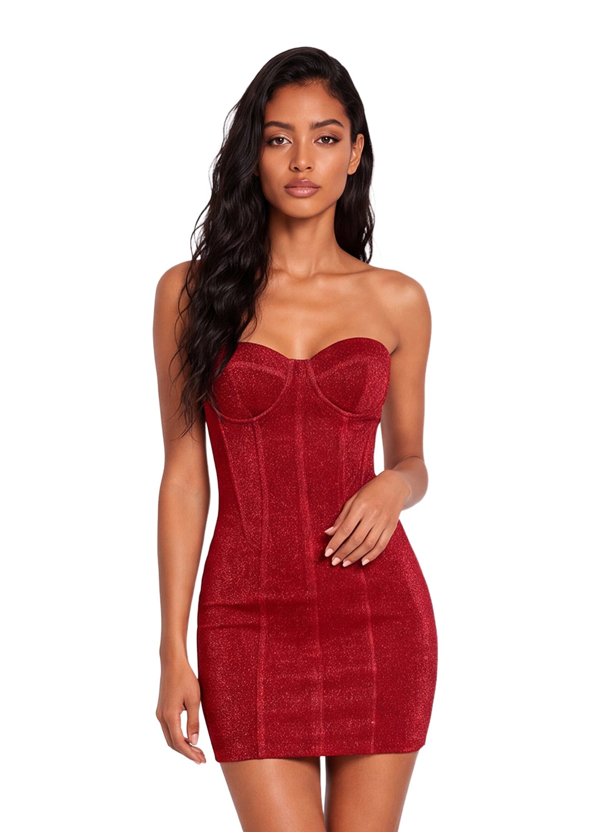 Palacios Strapless Mini Dress In Red