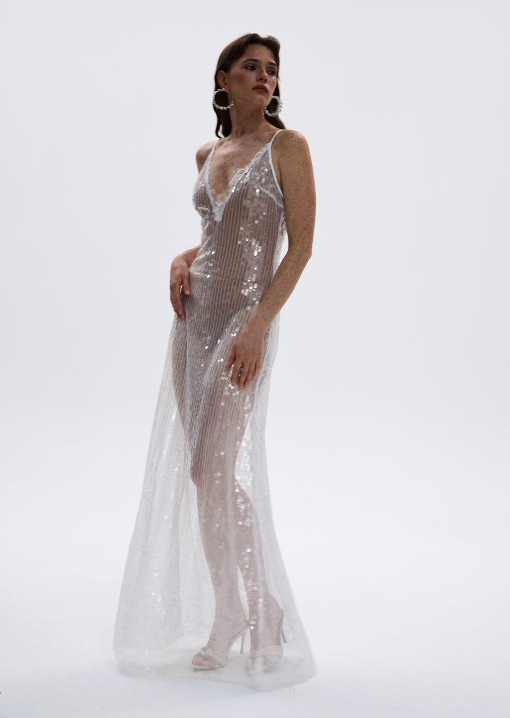 Archiwa V Neck Sequined Maxi Dress