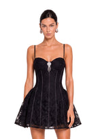 Jacinda  Sleeveless Lace Slip Dress In Black