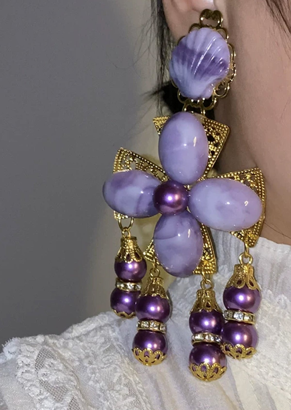 Eckhart Floral Cross Stud Earrings