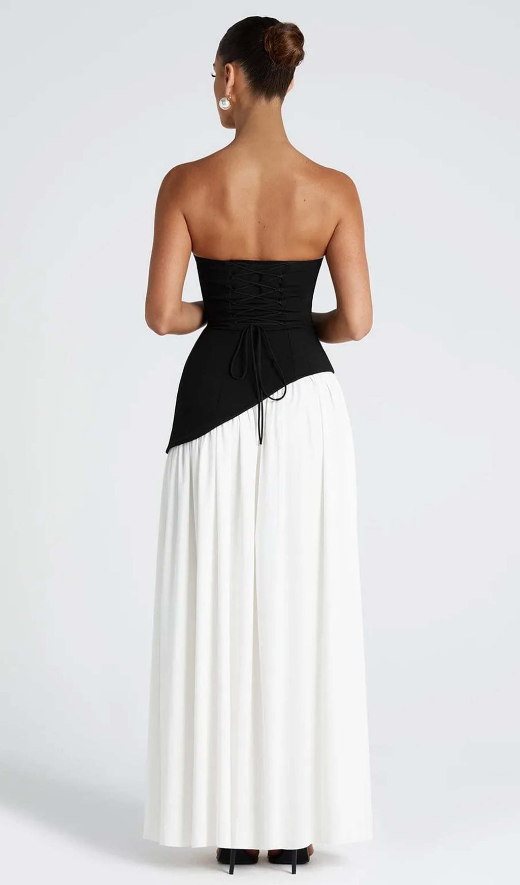 Contrast Color Slit Maxi Dress With Scar