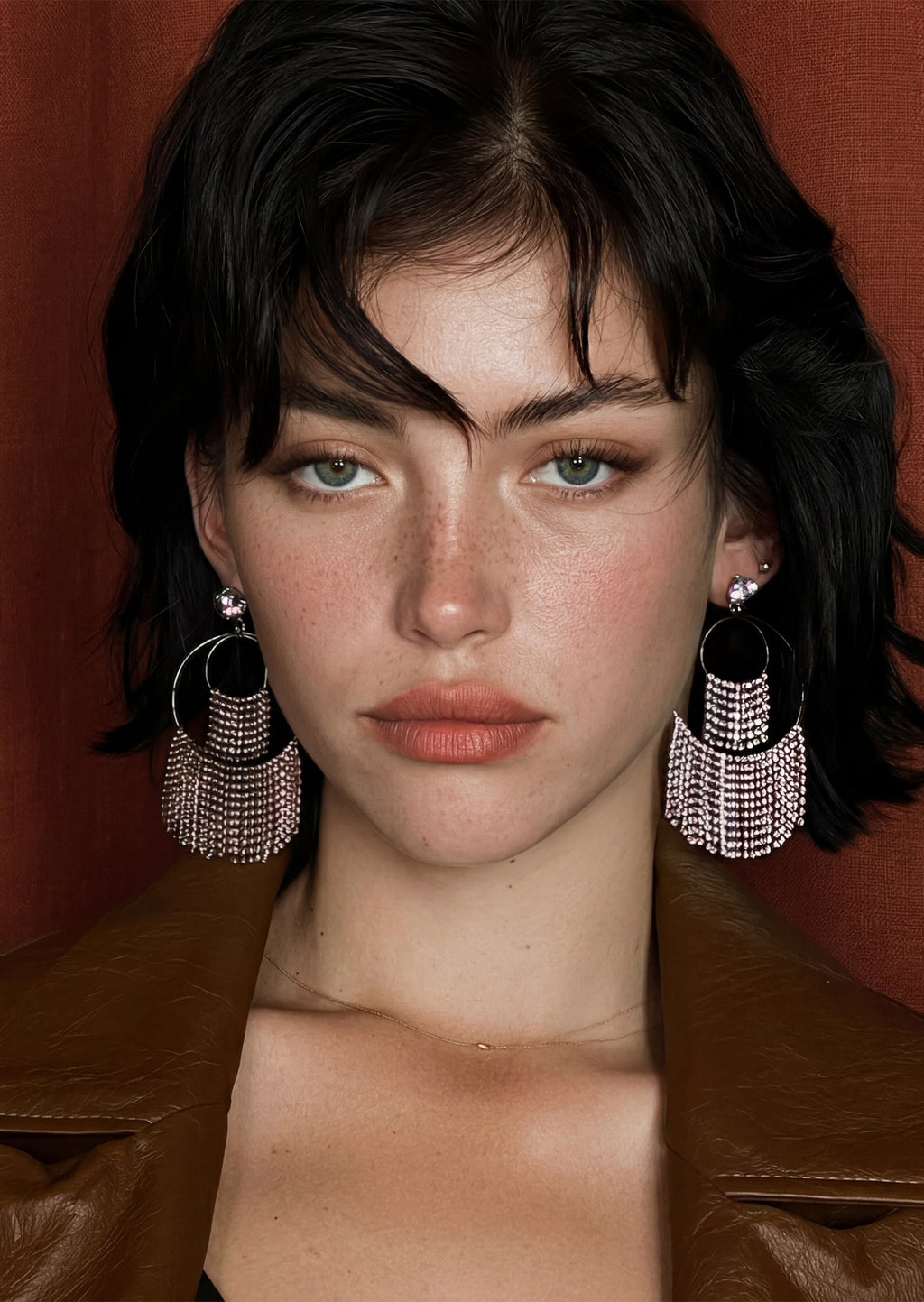 Villa Crystal Fringe Round Earrings