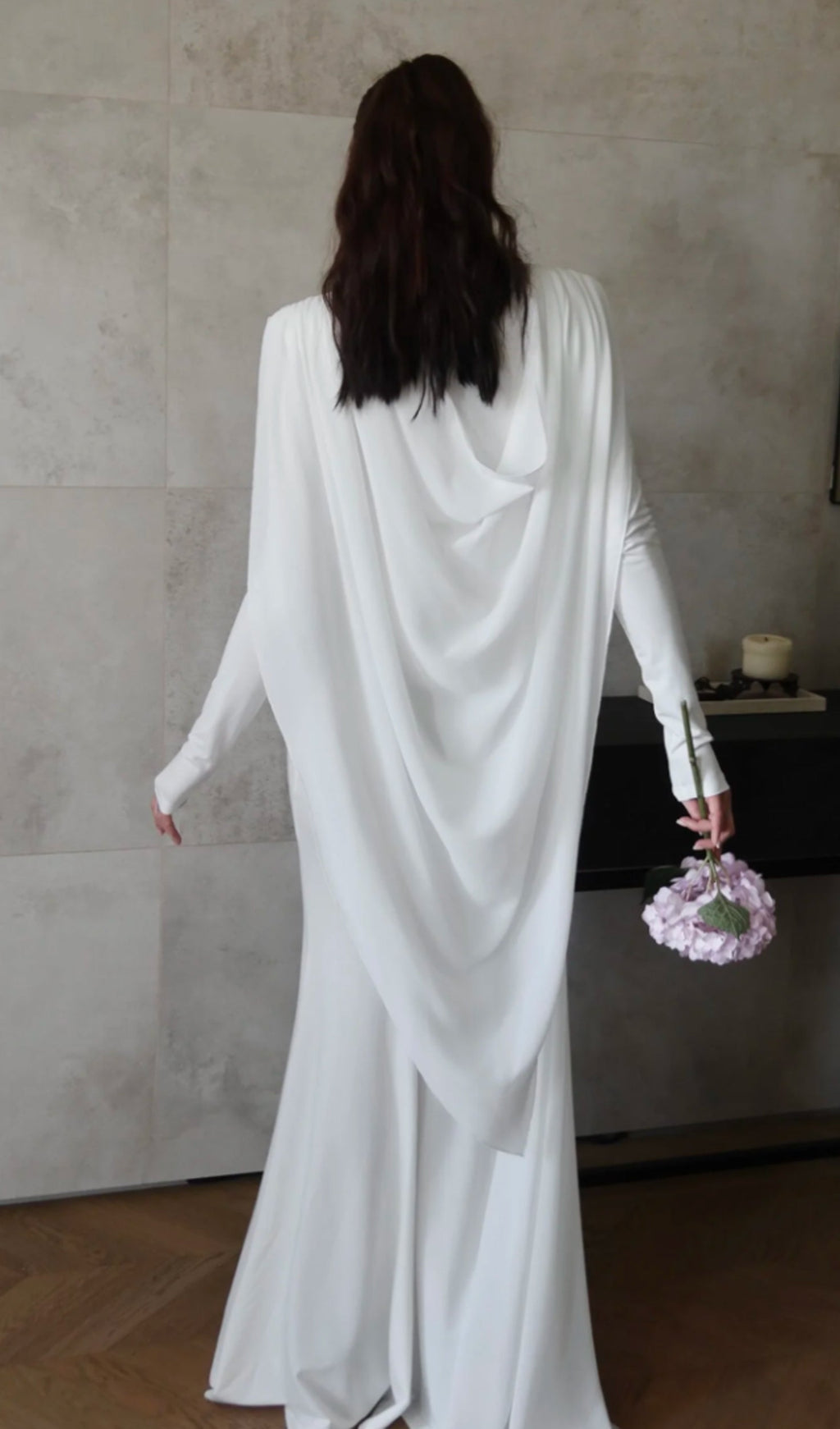 Shawl Ribbon Knotted Maxi Dress In White