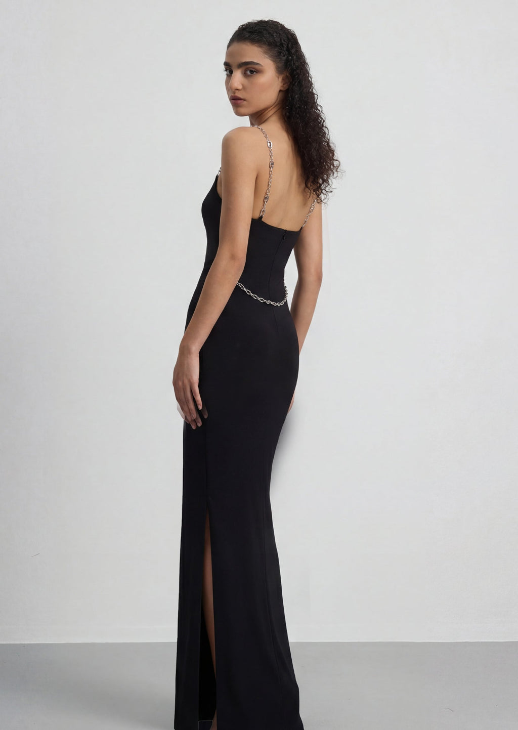 Sleeveless Chain Maxi Dress In Black