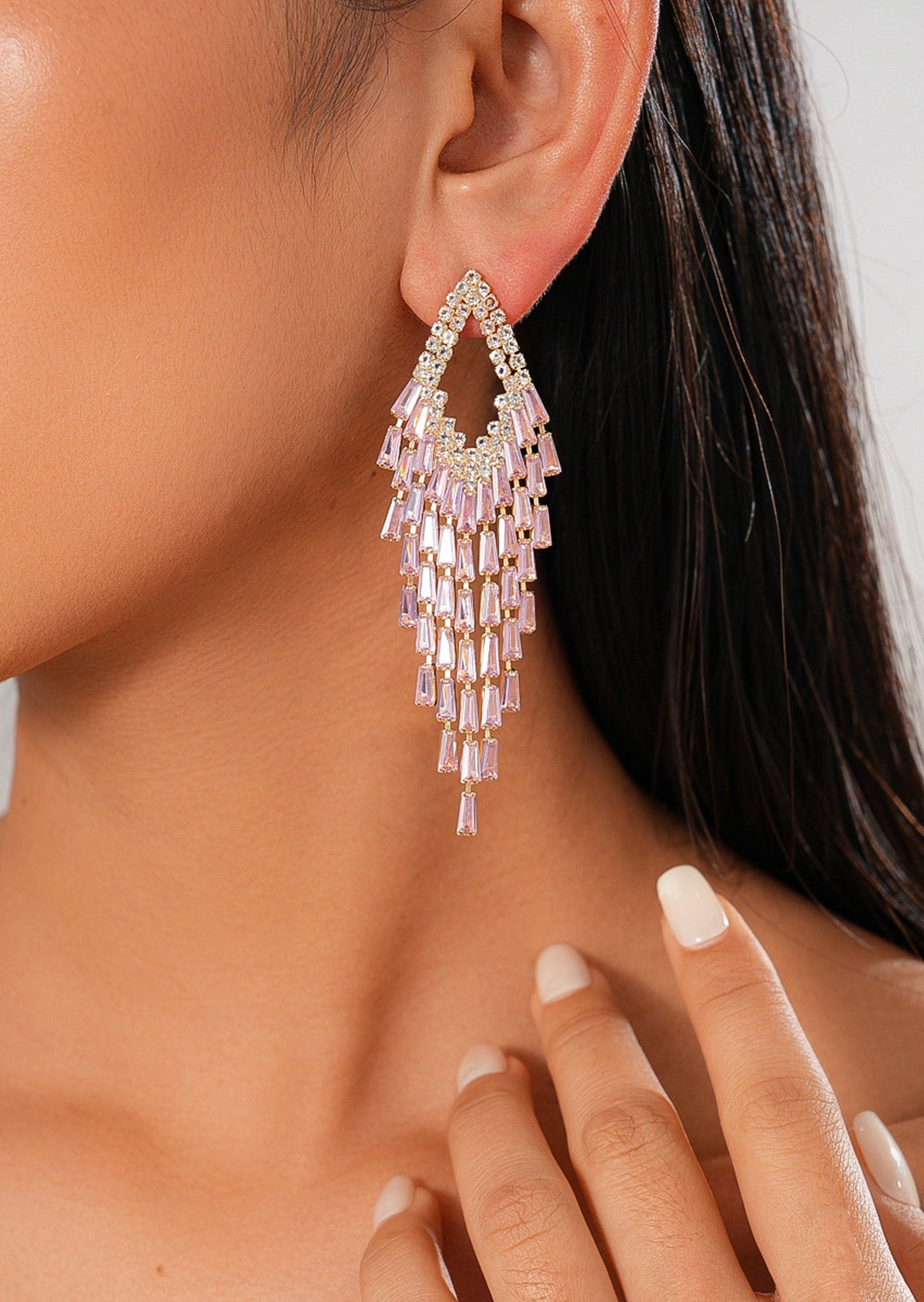 Tate Crystal Tassel Long Earring