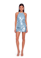 Machiko Sleeveless Open Back Mini Dress In Blue