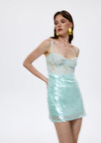 Alixandra Mini Dress With Sheer Lace Bustier