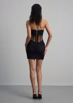 Sleeveless Mini Dress With Lace In Black