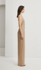 Embellished Cut-Out Maxi Dress Nude