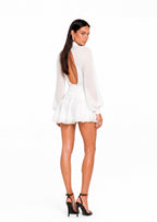 Solid Lantern Sleeve Mini Dress