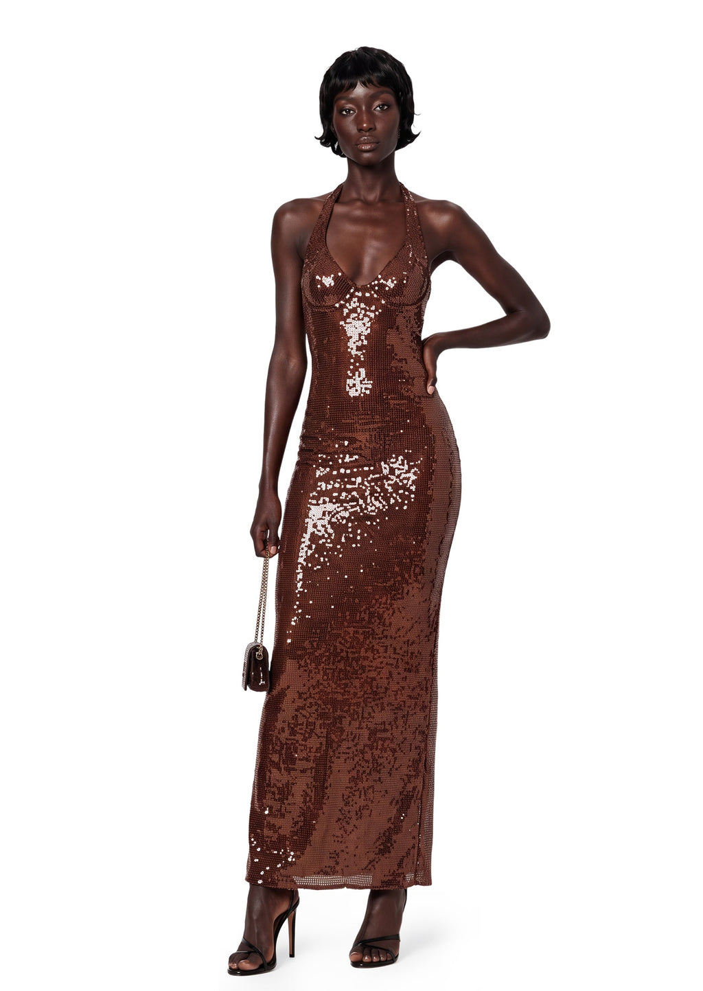 Jacop Sequined Halter Maxi Dress