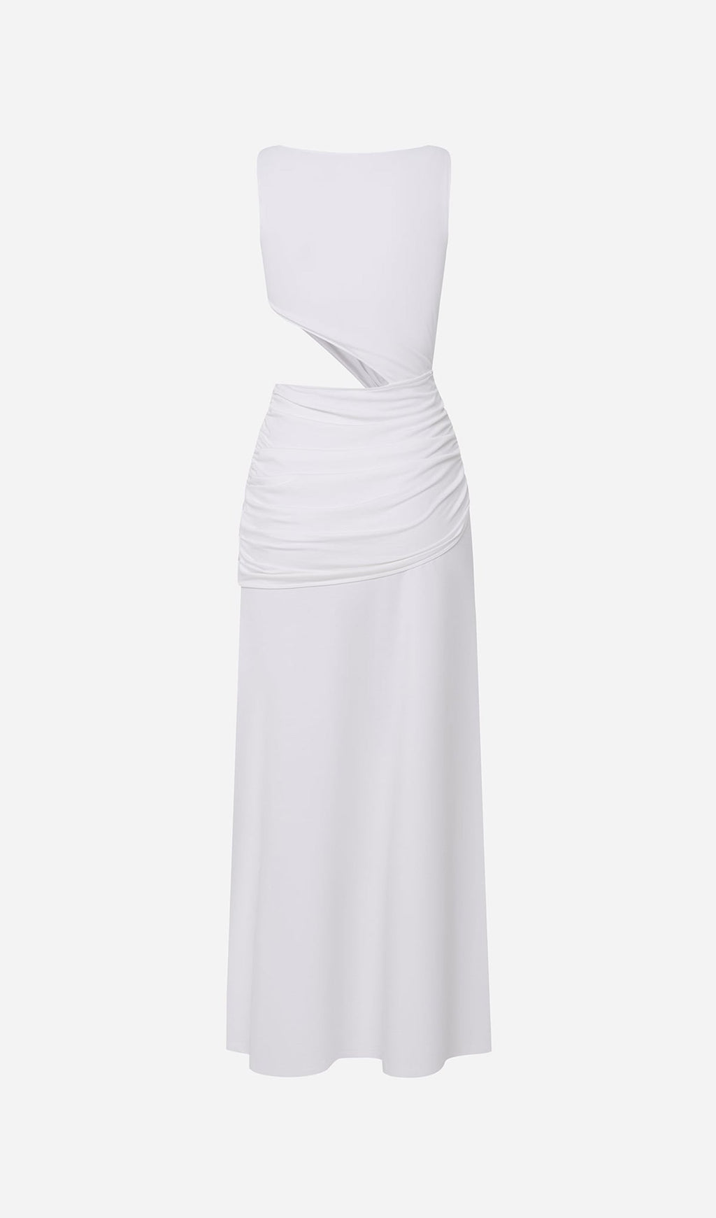 Draping And Shell Decorations Maxi Dress In White