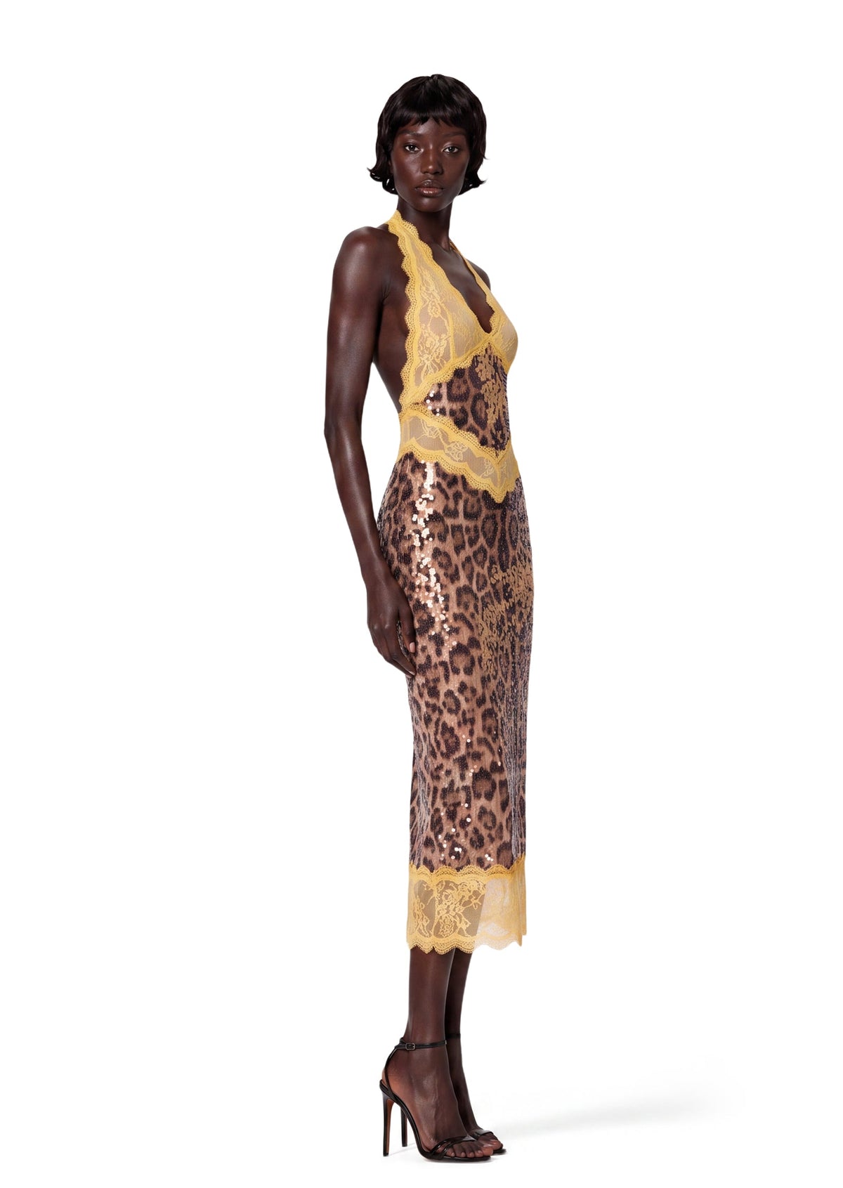 Sachin Halter Neck Midi Dress IN Yellow