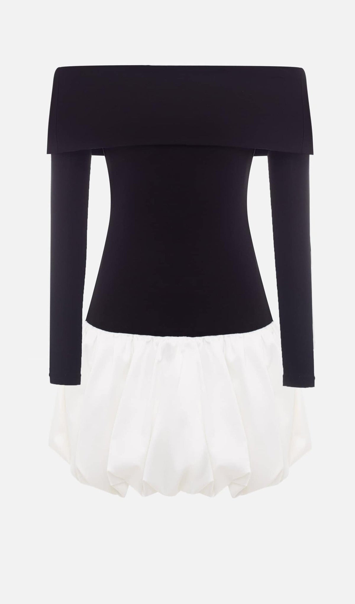 Open Shoulders Balloon Mini Dress-White