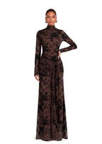Wafa Velvet Maxi Dress In Brown