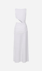 Draping And Shell Decorations Maxi Dress White